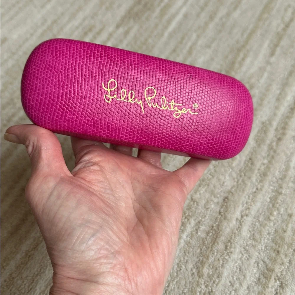 Lilly Pulitzer Hot PINK Fuchsia Clamshell Eyeglass Case Hardcase Snake Reptile
